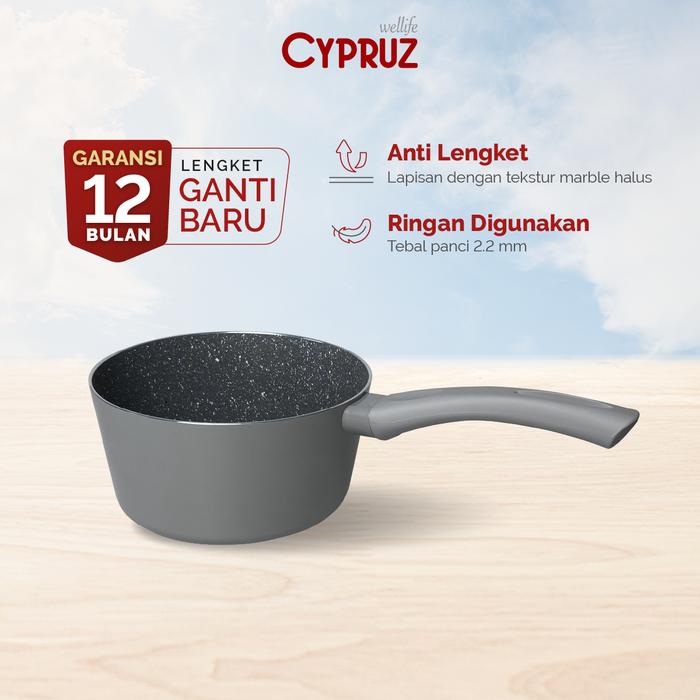 Gambar Cypruz Panci Susu Anti Lengket Sauce Pan Premium Featherlight Series - 16 cm Grey dari Cypruz Kitchenware undefined Tokopedia