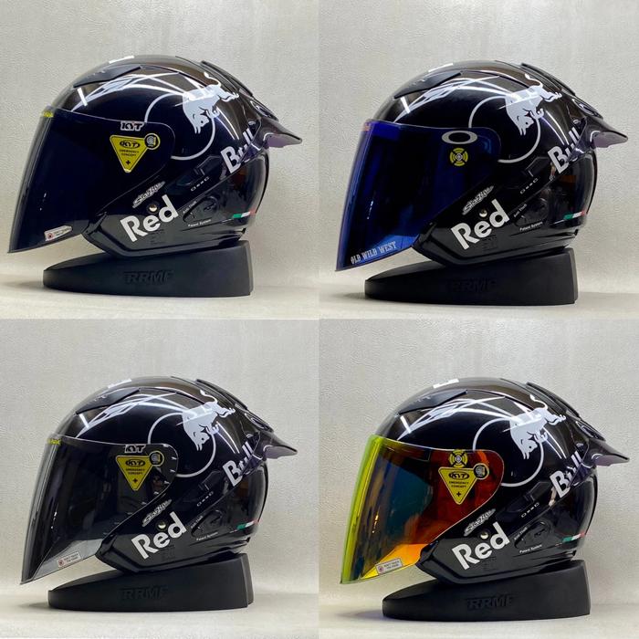 Jual Helm Half Face KYT GALAXY FLAT R Black Glosy Paket Ganteng