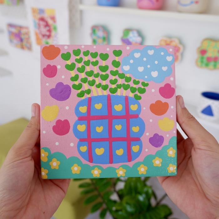 Gambar Lukisan Dinding Kanvas Cloky Cactus - 15cm - Pots dari Cloky Art Studio undefined Tokopedia