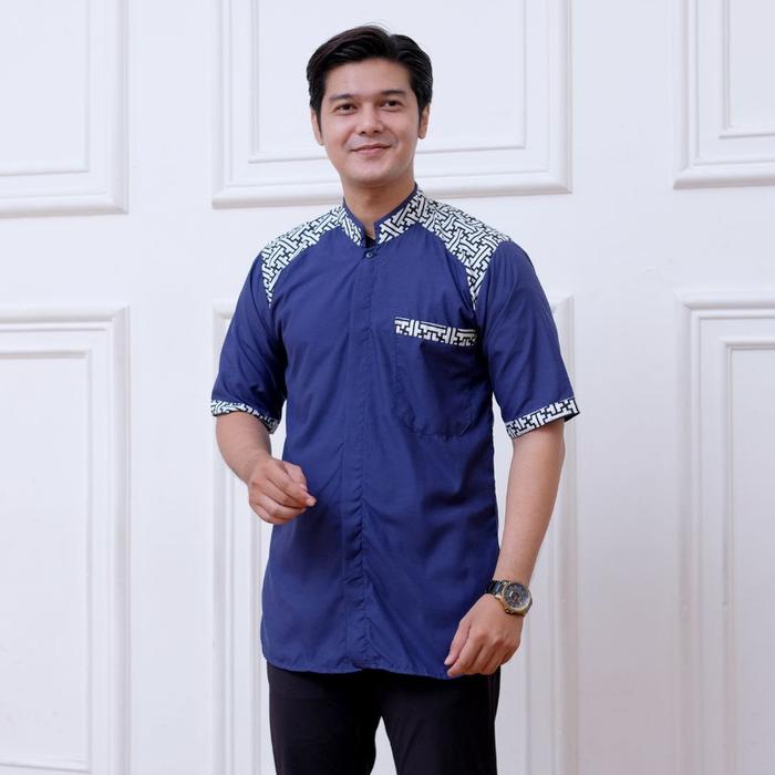 Gambar Baju Koko Pria Modern Koko Pria Lengan Pendek Motif Falcon M L XL XXL - Biru, M dari SantyCollection ofc undefined Tokopedia