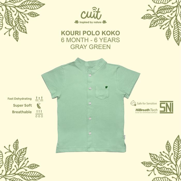 Gambar [PELUK SI KECIL] Cuit Kouri Kemeja Koko Katun Anak Tangan Pendek Polos Casual Lembut Baju Muslim Nyaman - Gray Green, XL (2-3 Tahun) dari Peluk si Kecil undefined Tokopedia