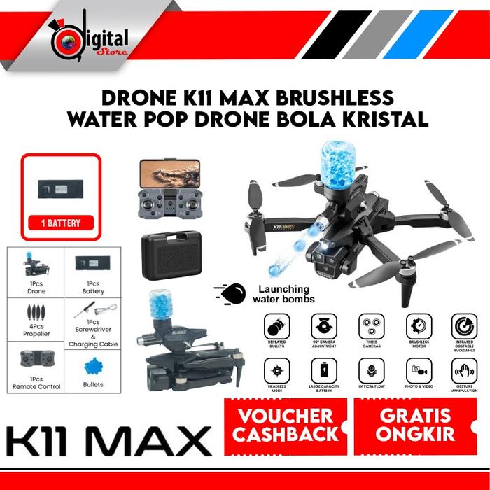 Gambar Drone K11 MAX Brushless Water Pop Drone Bola Kristal - Drone K 11 Max - 1 BATERAI dari digitalstore86 undefined Tokopedia