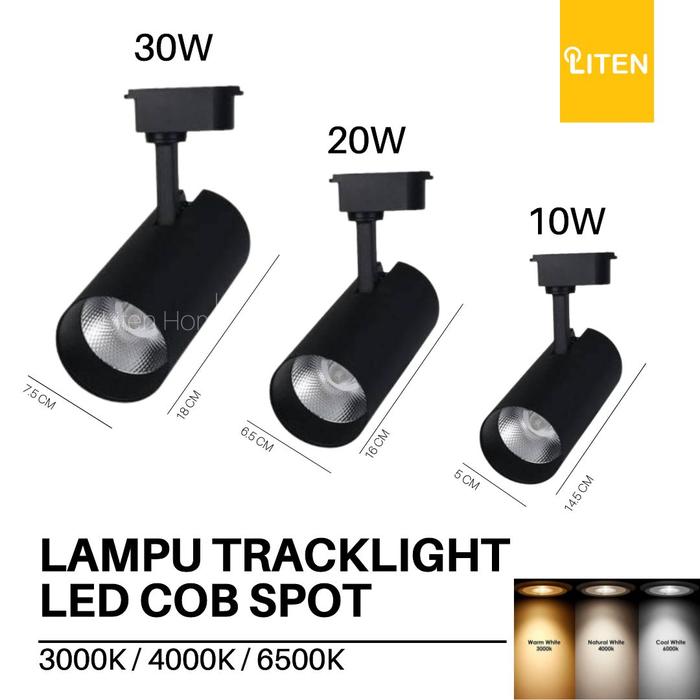 Gambar LITEN Lampu LED Track Light Lampu Rel Tracklight Spotlight 10w 10 watt - Hitam, 3000k (Kuning) dari Liten Home Center undefined Tokopedia