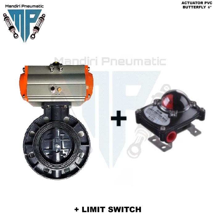 Gambar butterfly PVC actuator pneumatic SINGLE ACTING 6 inch - +LIMIT SWITCH dari mandiri pneumatic undefined Tokopedia
