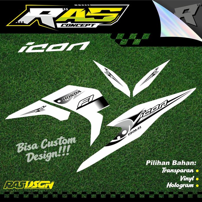 Gambar Striping Beat Deluxe Icon Mata Transparan Hologram Vinyl - Putih, Vinyl dari RAS_Stiker undefined Tokopedia