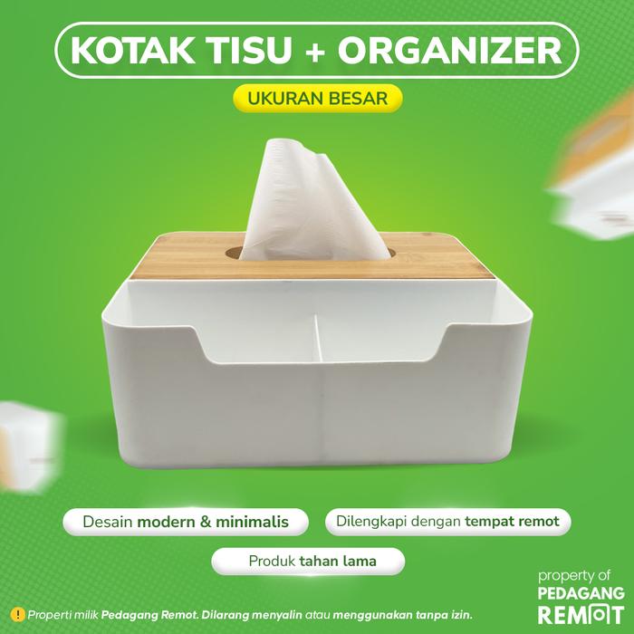 Gambar Kotak Tisu Kayu / Tissue Box 2 in 1 Organizer Wadah Tempat Remote / HP - KOTAK-TISUBESAR dari Pedagang Remote_NEW undefined Tokopedia