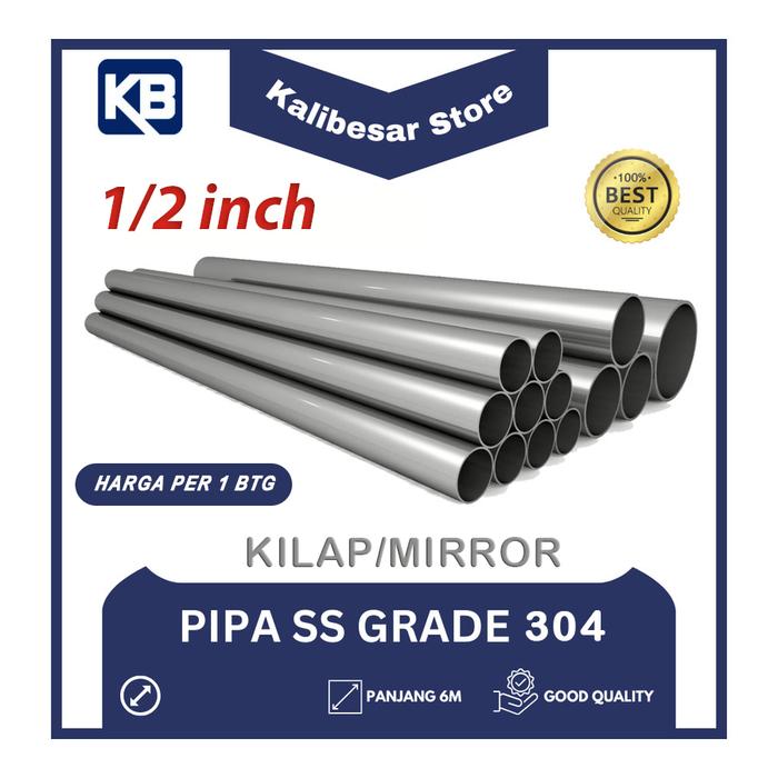 Gambar Pipa Stainless Ornamen Bulat 304 Kilap / Mirror - 1/2 inch , 0.8 mm dari  undefined Tokopedia