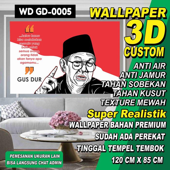 Gambar Wallpaper Dinding Motif Gus Dur / Stiker Dinding Tembok Custom Murah - WDGD-0005 dari pancawarnaprinting undefined Tokopedia