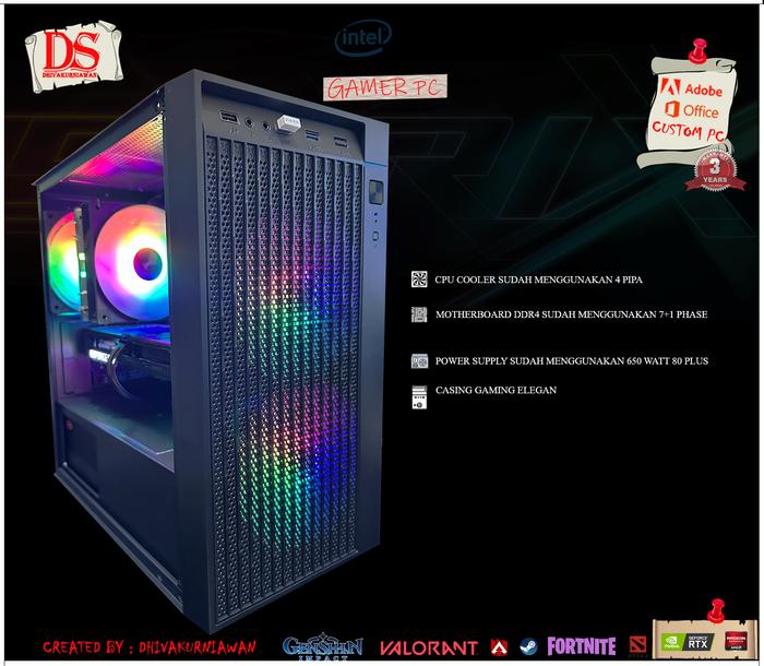 Pc Rakitan Gaming Amd Ryzen 4500 Vga Rx 6600