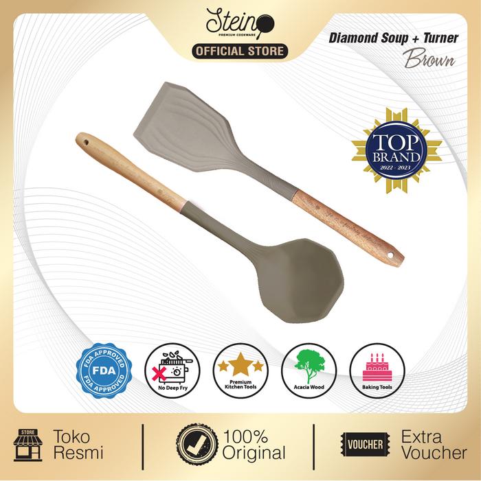 Gambar STEIN Bundle Diamond Spatula Set (Soup + Turner) - Brown dari Steincookware Official Store undefined Tokopedia