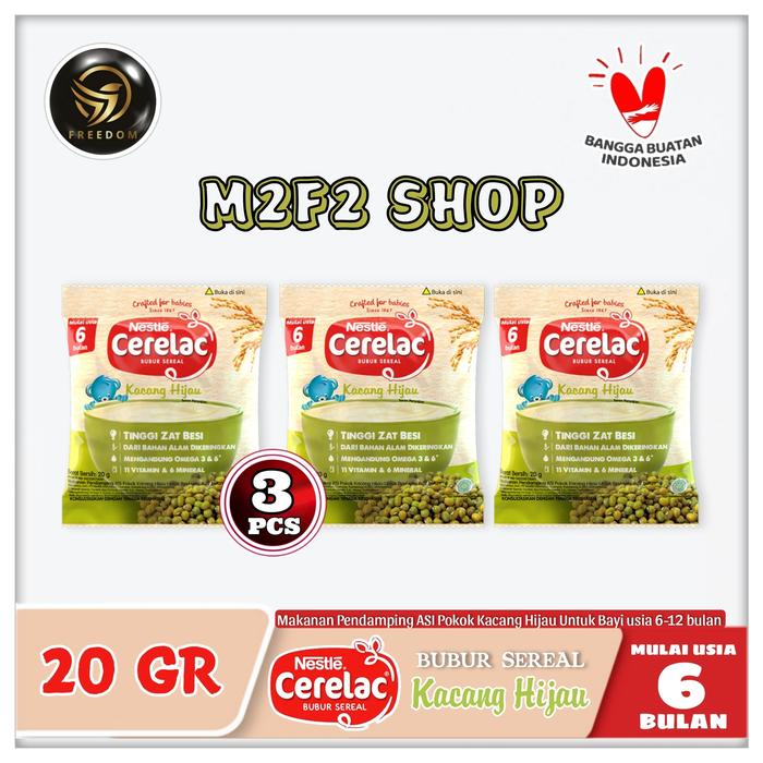 Gambar Nestle Cerelac Bubur Sereal Bayi Kacang Hijau Sachet - 20 gr (3 Pcs) dari M2F2 Shop - Paseban undefined Tokopedia