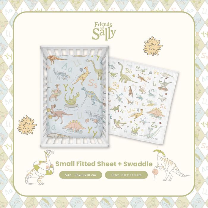 Gambar Bamboo Woven Small Fitted Sheet Bundle Dino - Friends of Sally - + Swaddle dari Friends of Sally undefined Tokopedia