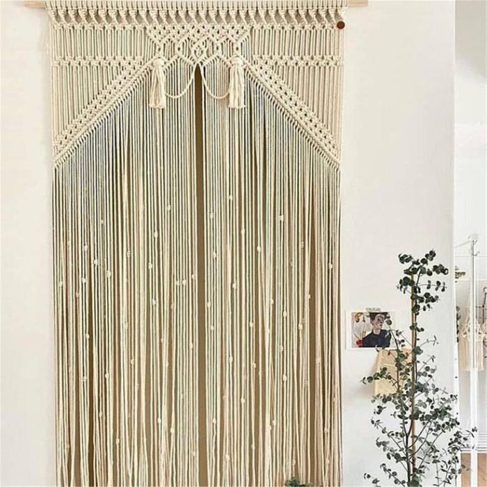 Gambar Custom Tirai / Gorden makrame | Macrame curtain 008 - L 100x220cm dari Macrame Things undefined Tokopedia