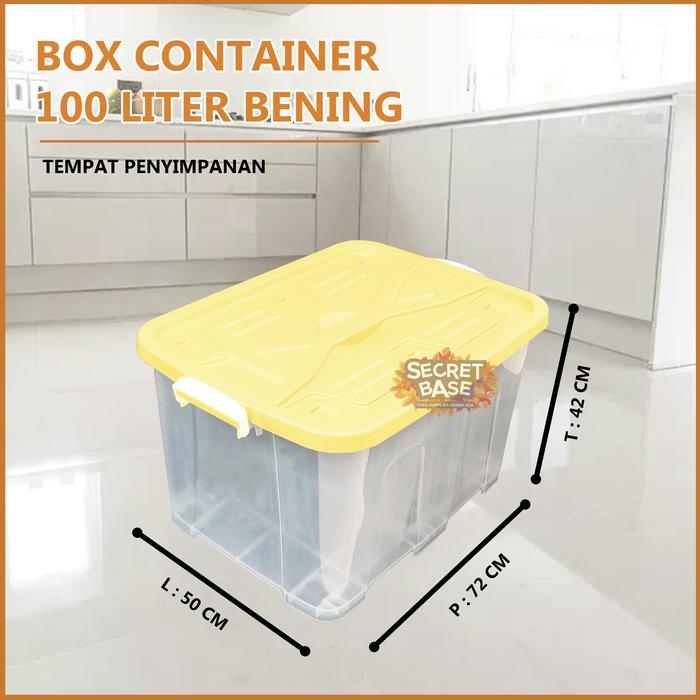 Gambar BOX CONTAINER 100 LITER + RODA - Kontainer Box / Container Box - Bening Kuning dari secretbase.sby undefined Tokopedia