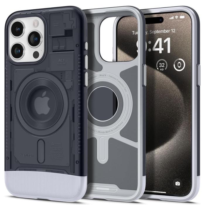 Gambar Case iPhone 15 Pro Max Spigen Classic C1 G3 MagSafe Anti Crack Casing - Graphite, 15 Pro dari Xperience Store undefined Tokopedia