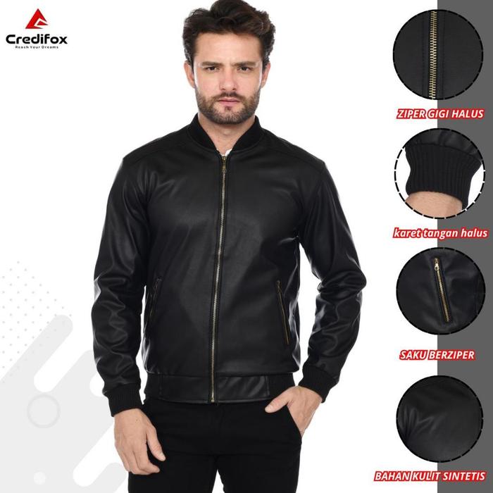 Gambar Jaket Bomber Kulit / jaket kulit Pria Wanita / Jaket semi Kulit Viena kualitas super / Jaket motor / jaket malem hari Kerja Nyaman Kerja Nyaman - Hitam, M dari Credifox 0fficial store undefined 5 Tokopedia
