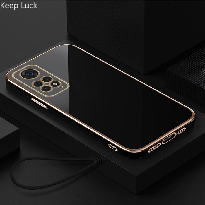 Gambar Softcase For Xiaomi Redmi Note 11, 11s Case Luxury Plating Premium Casing - Black+Tali, RDM NOTE 11 dari Agora.official undefined Tokopedia