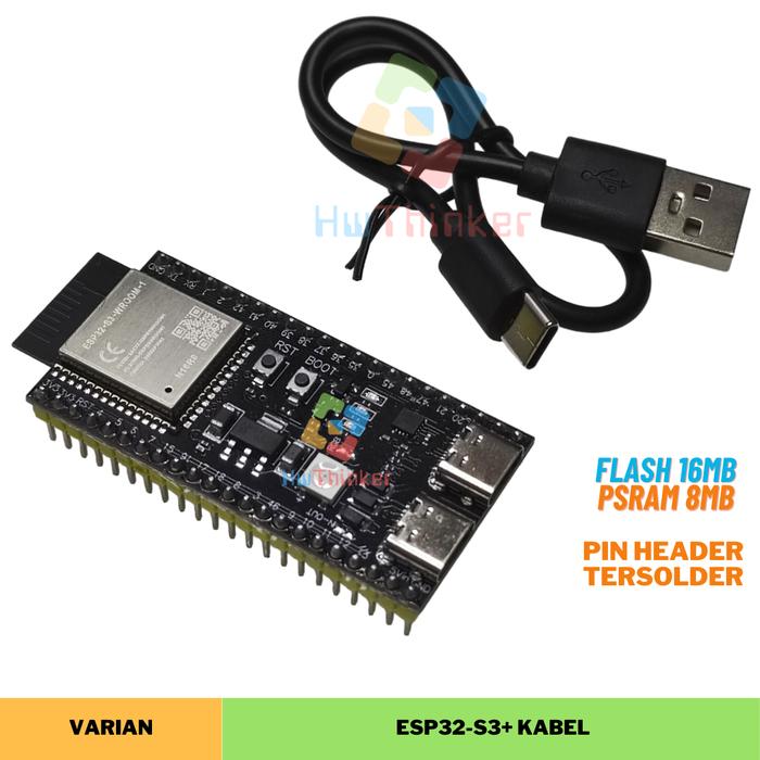 Gambar ESP32-S3 DevKitC-1 type-C ESP32-S3-WROOM N16R8 PSRAM Tersolder - ESP32-S3+Kabel dari HwThinker undefined Tokopedia
