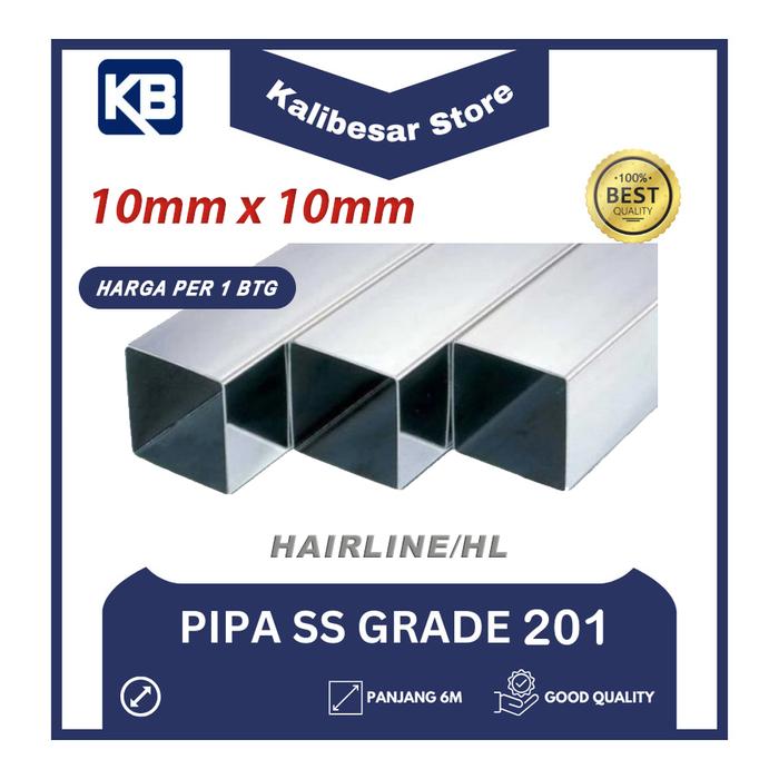 Gambar Pipa Stainless Kotak / Hollow 201 HairLine Ukuran Kecil - 10 x 10, 0,8 mm dari Kalibesar Stainless undefined Tokopedia