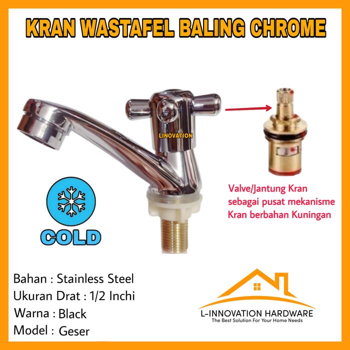 Gambar Kran Wastafel Keran air cuci tangan up down geser putar - BALING CHROME dari BABEH SANITARY undefined Tokopedia