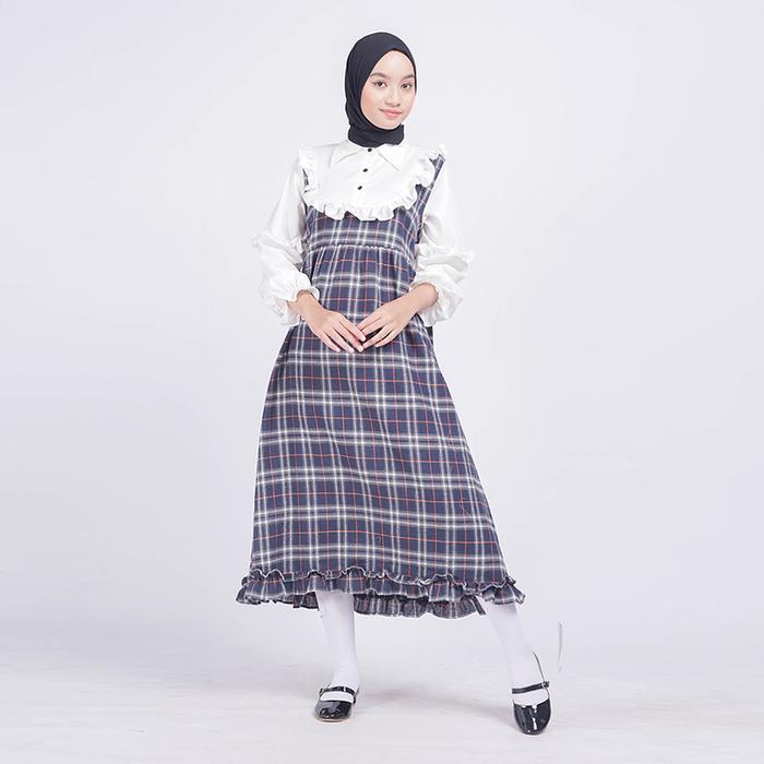 Gambar Kyoya Official - Vivia Tartan Midi Dress - Navy dari Kyoyaid undefined Tokopedia