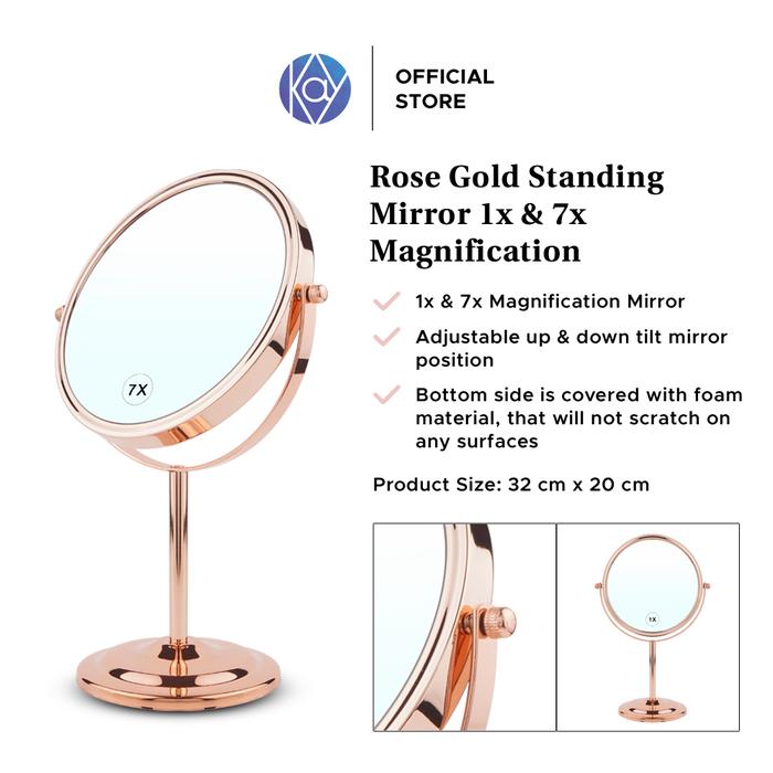 Gambar Standing Mirror With Normal & 7X Magnification - Rose Gold dari Kay Collection Shop_NEW undefined Tokopedia