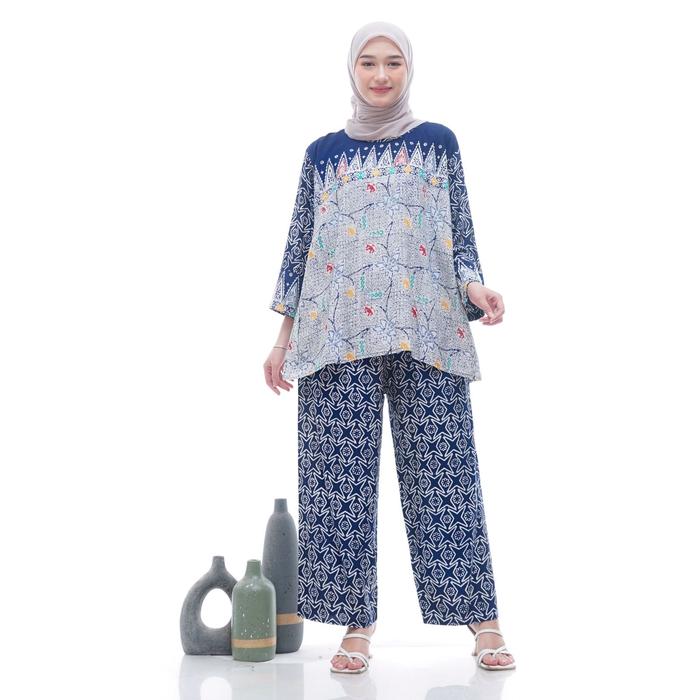 Gambar LAVANYA - One Set Baju Kondangan Wanita Rayon Premium Murah - Biru dari Lavanya Batik undefined Tokopedia