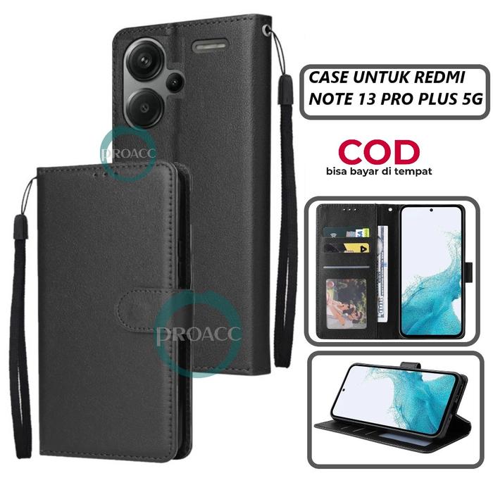 Gambar flip wallet XIAOMI REDMI NOTE 13 PRO PLUS 5G premium casing cover case - Hitam dari PROACC undefined Tokopedia