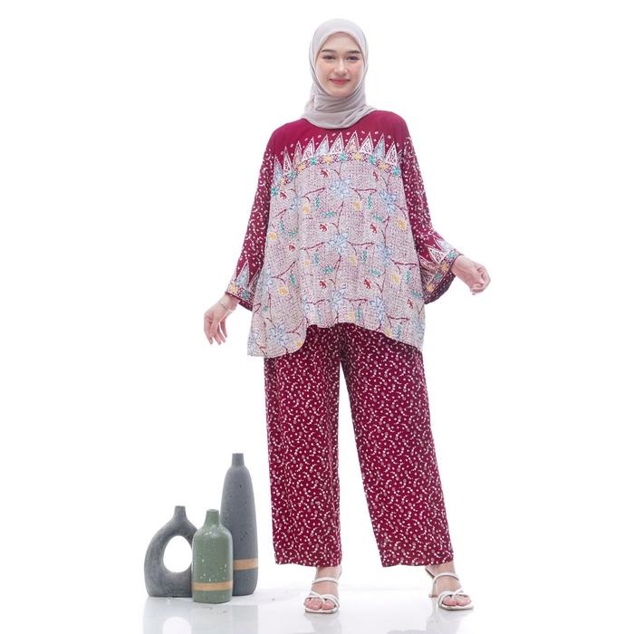 Gambar LAVANYA - One Set Baju Kondangan Wanita Rayon Premium Murah - Merah dari Lavanya Batik undefined Tokopedia