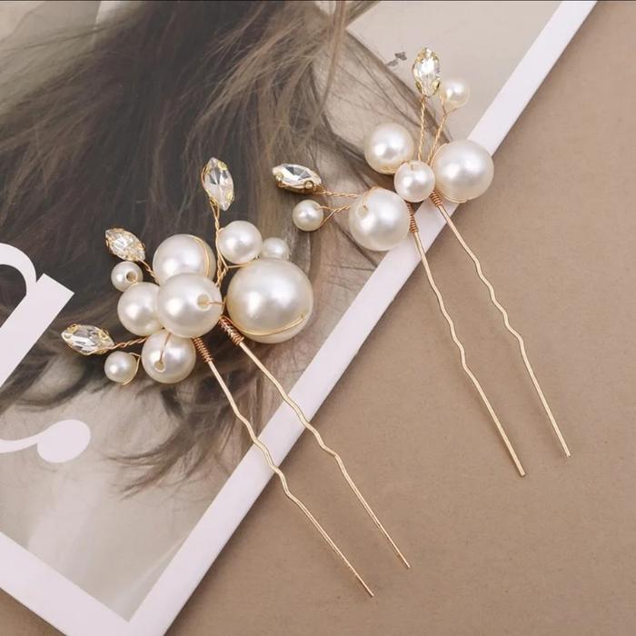 Gambar 1 Set Tusuk Sanggul Mutiara Kristal Hair pin Aksesoris Wedding H133 - Gold dari Star Gallery undefined Tokopedia