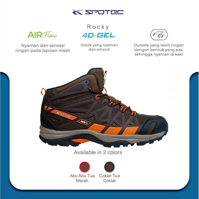 Gambar SPOTEC Sepatu HIKING Artikel ROCKY-Coklat/Coklat Tua - Coklat/Coklat, 36 dari SPOTEC SHOES ONLINE STORE undefined Tokopedia