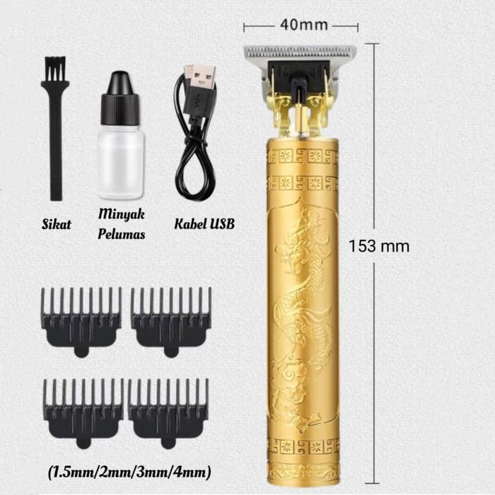 Gambar Alat Cukur Rambut Kumis Jenggot Elektrik Mesin Profesional - T9 Naga Gold dari Mrlion undefined Tokopedia