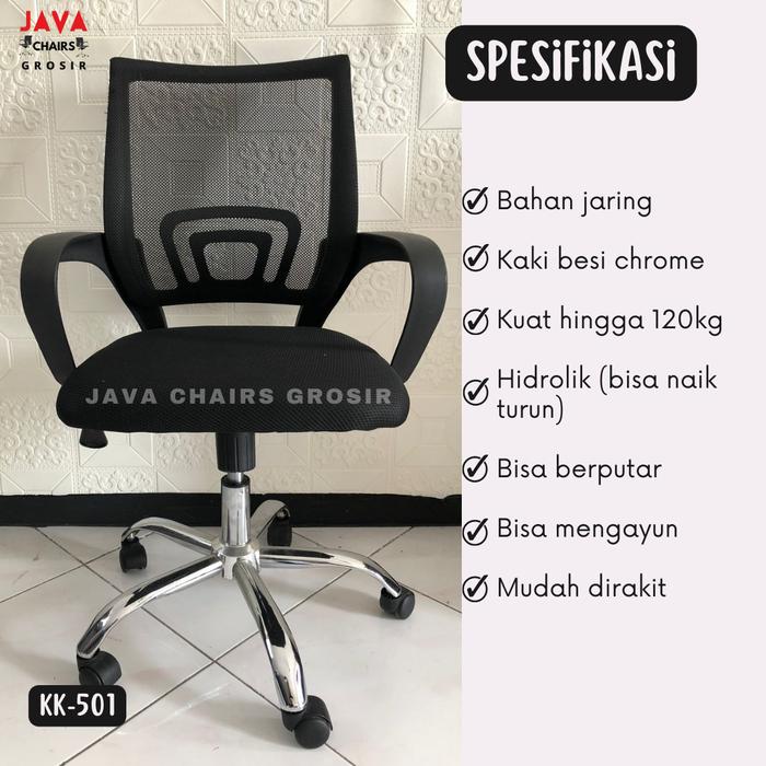 Gambar Kursi Kantor Kursi Jaring Kursi Hidrolik Kursi Putar Kursi Staff 501 - Hitam dari Java Chairs Grosir undefined Tokopedia