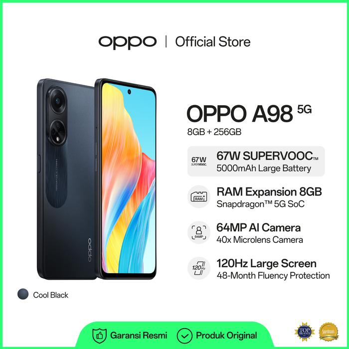 Gambar OPPO A98 5G 8GB/256GB (Garansi Resmi) - Flash Promo - Hitam dari OPPO Store Indonesia undefined Tokopedia