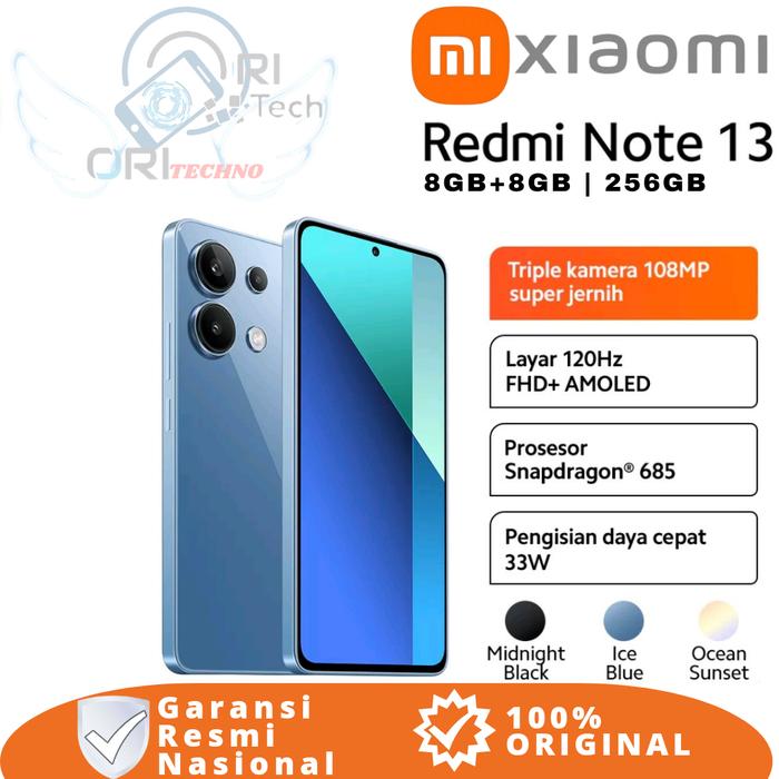 Gambar XIAOMI REDMI NOTE 13 | NOTE13 5G Ram 8GB+8GB/256GB Storage 100% ORI - (4G)8/256 Blue, +FULL BONUS dari ORI TECHNO undefined Tokopedia