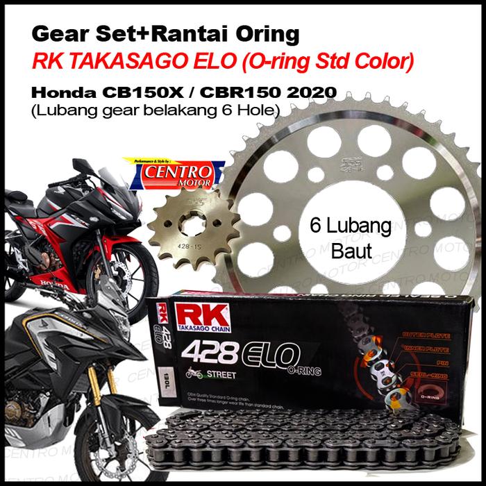Gambar Gear set CB150X/CBR150 SSS Lubang 6+rantai heavy duty - RK ELO O-RING dari CENTRO MOTOR_NEW undefined Tokopedia