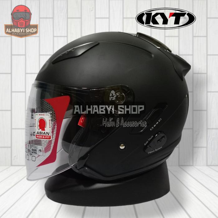 Jual HELM KYT GALAXY FLAT R SOLID BLACK DOFF HALF FACE DOUBLE