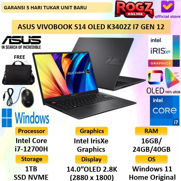 Gambar Asus Vivobook S 14 K3402 Core I7 12700H 40GB 1TB SSD W 11 OLED - 2.8K - NON PAKET, RAM 16GB 1TBSSD dari ROGZ Online undefined Tokopedia