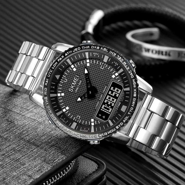 Gambar Jam Tangan Pria Original SKMEI 1898 Double Time Tahan Air - Silver dari TinWatch undefined Tokopedia