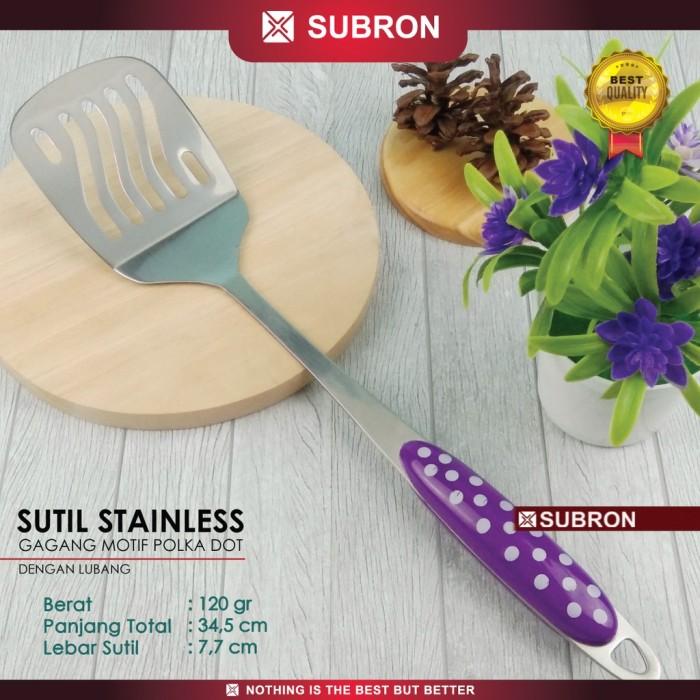 Gambar SUBRON Susuk sutil centong spatula stainless steel murah gagang plasti - Sutil Lbg Ungu dari SUBRON KITCHENWARE undefined Tokopedia