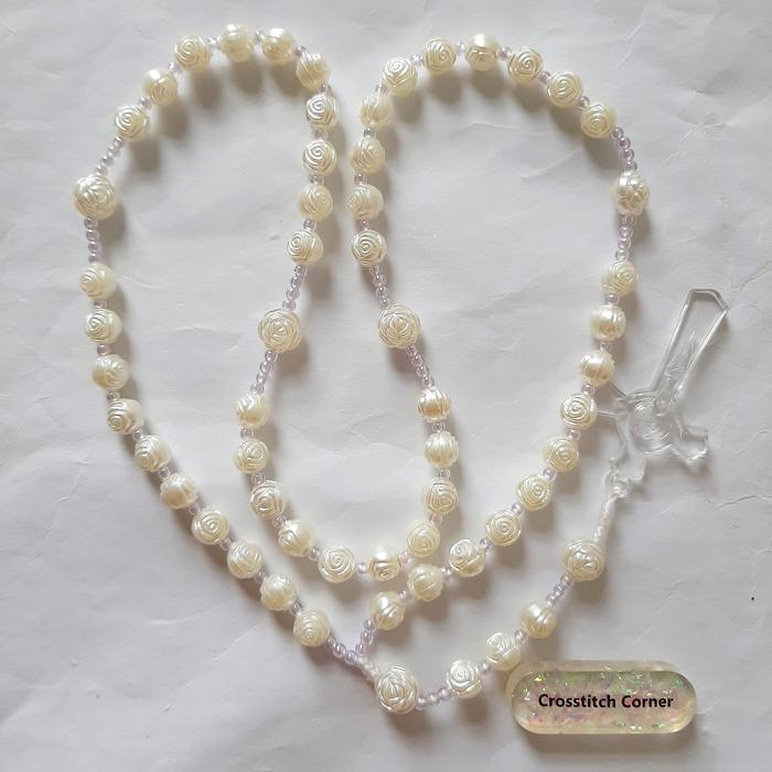Gambar Rosario 77 Bapa Kami Salam Maria rose pearl manik mawar - 53 Salam Maria dari Crosstitch Corner undefined Tokopedia