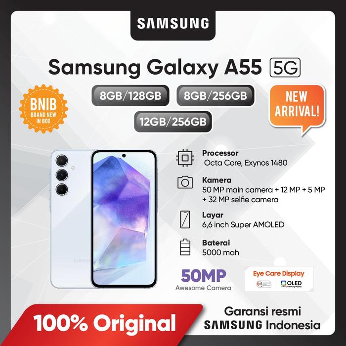 Gambar Samsung Galaxy A55 5G 8/256GB - Garansi Resmi Samsung Indonesia - Ice Blue dari Samsung Store D'Botanica undefined Tokopedia