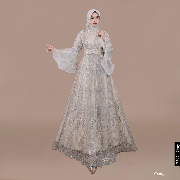 Gambar Gamis Canty Sparkle by Miss Kami Hijab - Abu-abu dari ashel shop undefined Tokopedia
