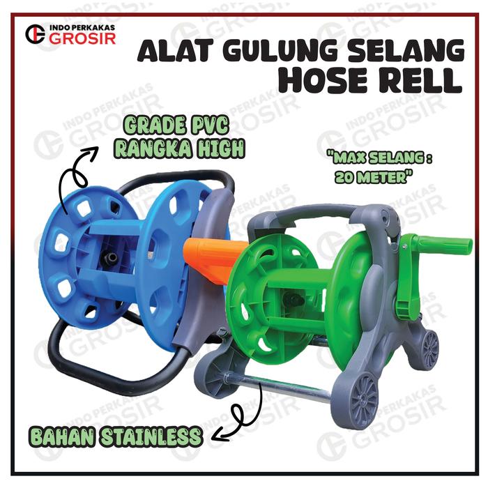 Gambar Garden alat pengulung gulungan selang air 25 meter hose reel - Hijau, RAKIT + DUS  dari INDO PERKAKAS GROSIR undefined Tokopedia