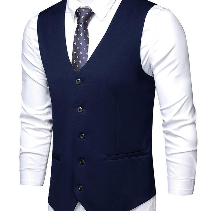 Promo Rompi jas pria / Rompi jas formal Polos Casual Hitam Navy - Biru ...