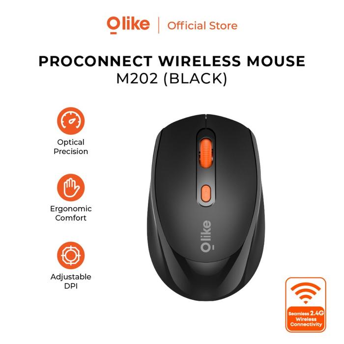 Gambar Olike M202 ProConnect Mouse Wireless USB 2.4G Optical 800 1600DPI Ori - Hitam dari Mirall ID undefined Tokopedia