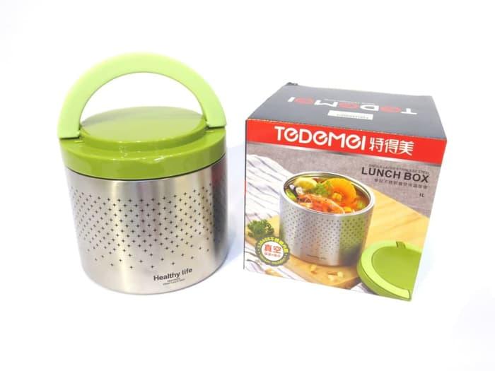 Gambar TEMPAT BEKAL LUNCHBOX TEDEMEI 6550 STAINLESS PINK GREEN BLUE - Hijau dari Ollahomeliving undefined Tokopedia