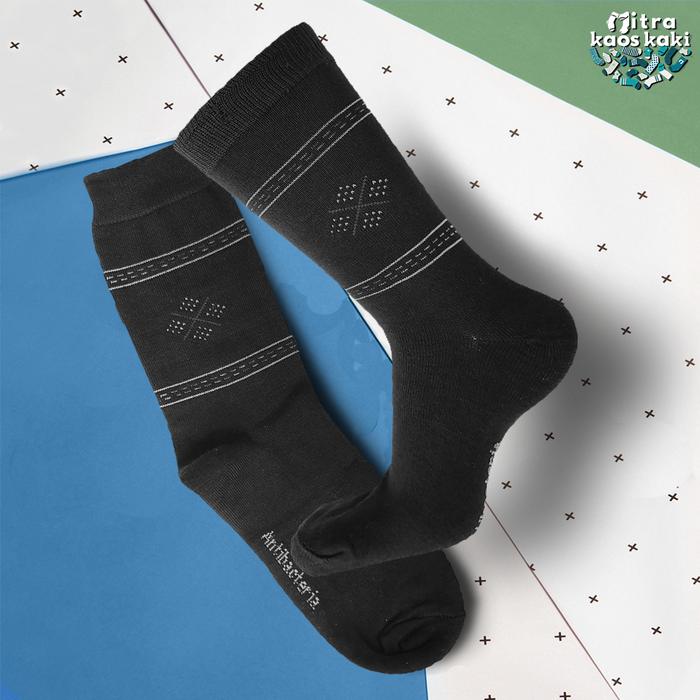 Gambar Kaos Kaki Kerja Casual  Bermotif Antibakteria Bahan Katun Pe Panjang Hampir Setengah Betis - Hitam, All Size dari Mitra kaos kaki undefined Tokopedia