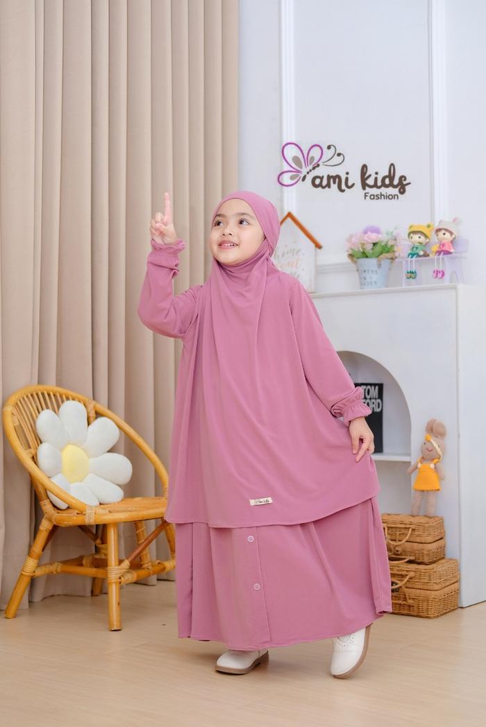 Gambar fk french khimar,hasnah set,set gamis anak perempuan 1-12 tahun,katun - Pink, S ( 1-3 tahun) dari Hasnah Muslim Store undefined Tokopedia