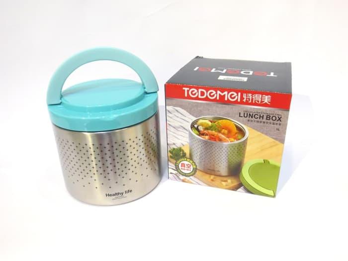 Gambar TEMPAT BEKAL LUNCHBOX TEDEMEI 6550 STAINLESS PINK GREEN BLUE - Biru Muda dari Ollahomeliving undefined Tokopedia